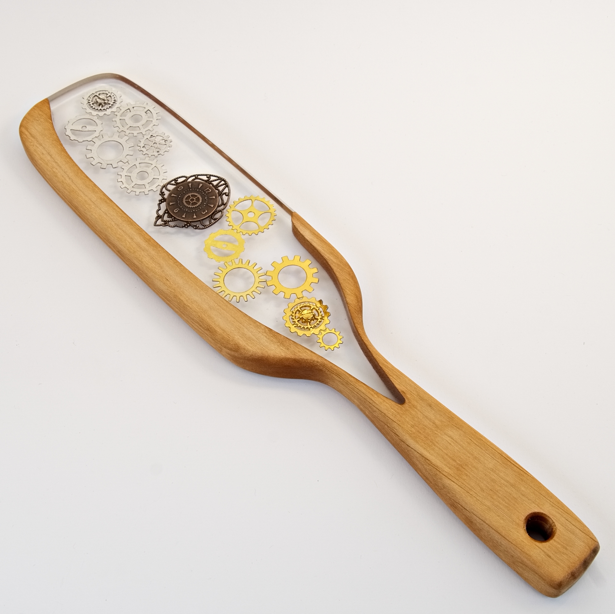 BDSM Paddle Holz mit Epoxidharz Steampunk